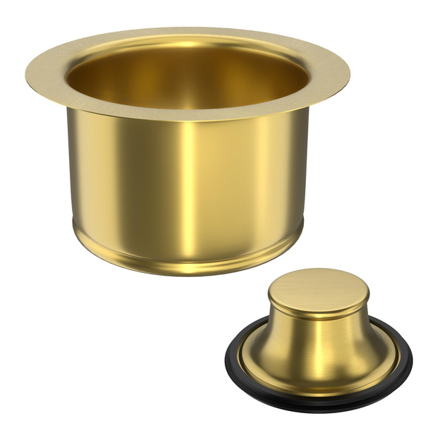 EXAKEY Extended Garbage Disposal Flange and Stopper, Kitchen Sink Drain Deep Flange with Stopper for Garbage Disposal Stainless Steel Fit Universal 3-1/2 Inch Standard Sink Drain Opening Brushed Gold