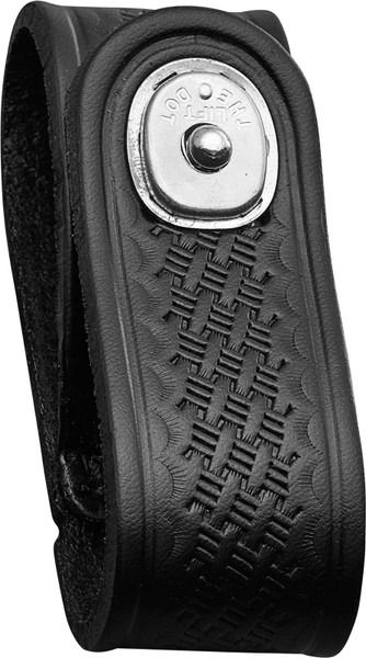 JAY-PEE Tactical Basketweave Leather Handcuff Strap Holder with Chrome Safety Snap Closure Single Snap Slide-On fits 2.25 in Duty Belts