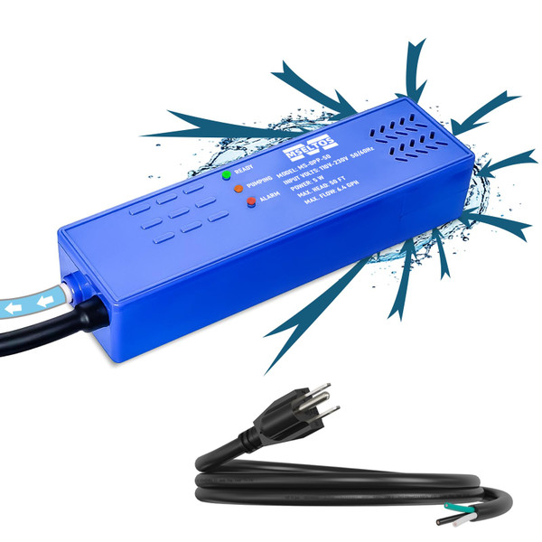 MSELTOS 6.4 GPH 50 FT Max Head Drip Pan HVAC Condensate Pump 110V/230V w/Automatic Safety Switch, Quiet Removal Auto Sump Pump Submersible Water Pump for AC, Dehumidifier, Furnace, Basements