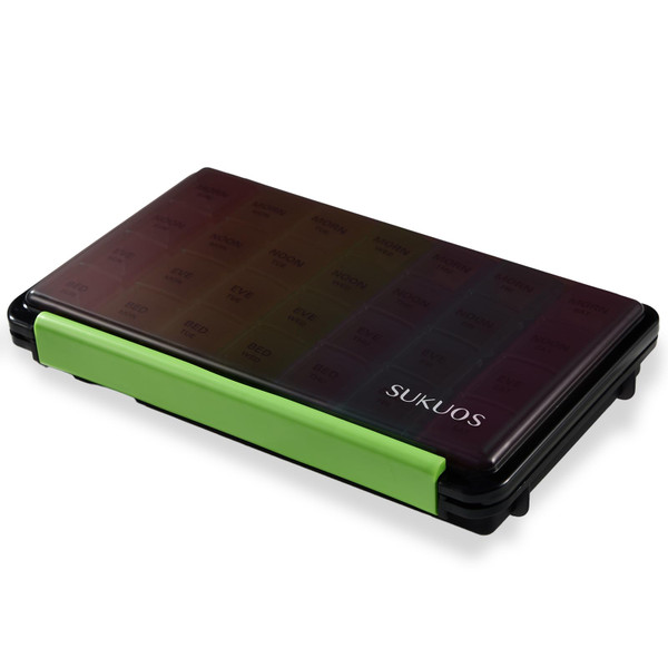 Sukuos Weekly Pill Organizer 7 Day 4 Times a Day, Moisture-Resistant Large Daily Pill Box Medicine Cases for Vitamin/Fish Oil/Supplements (Black)-1765820086