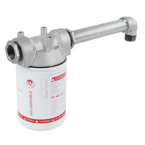 DICMIC High Flow Fuel Filter Kit, 3/4” NPT 25 GPM 30 Micron Spin-on Cartridge Style for Mobile and Stationary Fuel Pump Tank Boat, with Elbow, Nipple and Pipe Extension