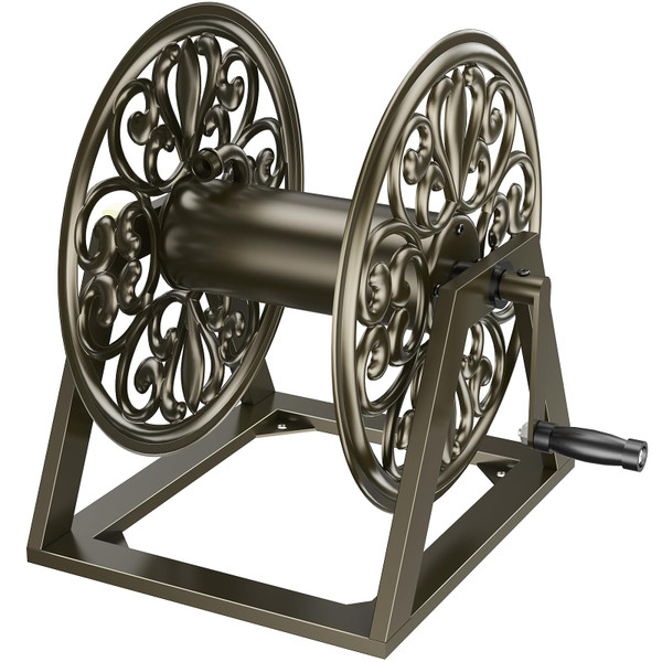 GOFORWILD Garden Wall/Floor Mount Hose Reel, Decorative Hose Reel, Garden Heavy-Duty Water Hose Holder Winder, Holds 200-Feet of 5/8-Inch Hose