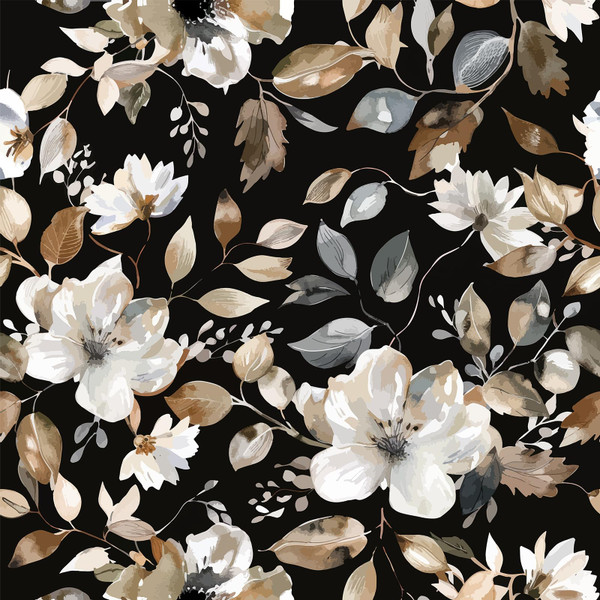 Wookmmy Vintage Dark Black Floral Peel and Stick Wallpaper Modern Botanical Flower Waterproof Removable Self Adhesive Vinyl Contact Wall Paper for Farmhouse Bathroom 17.7" X 124" Roll