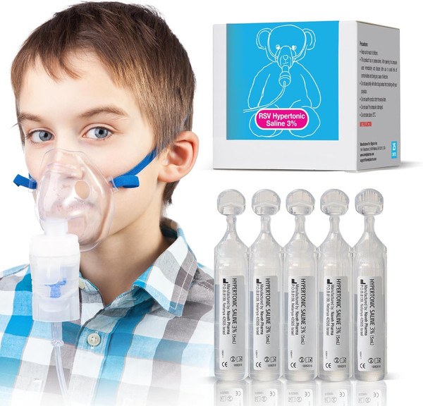 NAVEH PHARMA 3% Hypertonic Saline Solution for Nebulizer – Kids | 25 Single-Use Ampoules | Sodium Chloride Inhalation Solution for Gentle Airway Moisturizing | 125ML/4.22 FL OZ