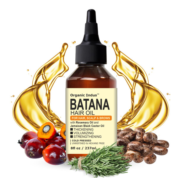 Organic Indus Batana Hair Oil for Hair Growth 8oz / 237ml | Revitalizing and Strengthening Hair Treatment for Fuller, Healthier-Looking Hair | Intensive Repair & Nourishing Formula