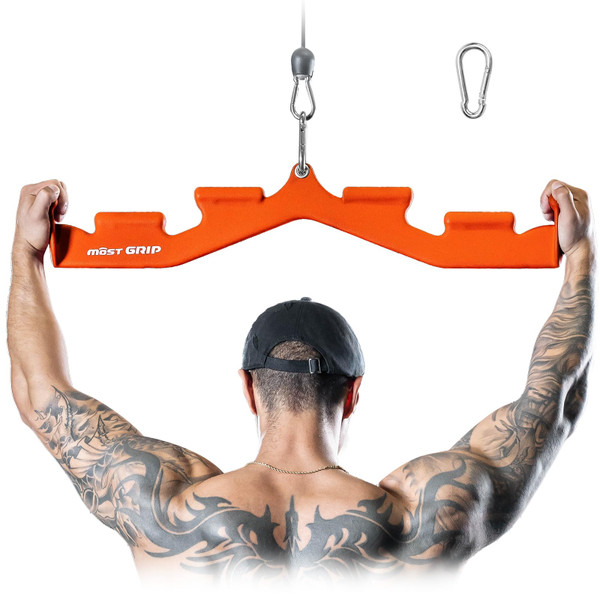 MOST GRIP LAT Pull Down Bar with 6 Ergonomic Handles, Neutral Grip LAT Pulldown Attachments for Whole Back Training, Wide Grip LAT Pulldown Bars for Home Gym Cable-1765855503