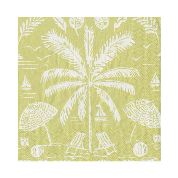Caspari Palms And Parasols Key Lime Luncheon Napkins - 20 Luncheon Napkins per Pack, 2 PACKS