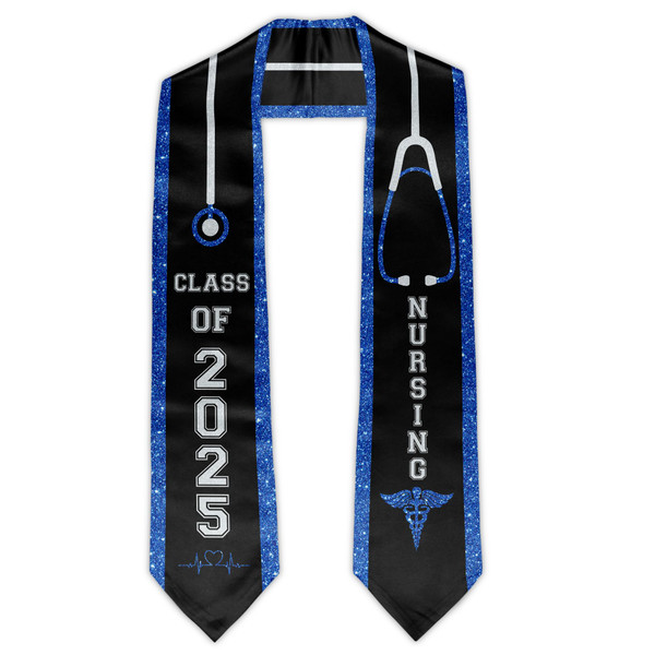 GZZSYO Nursing Graduation Stole Class of 2025 RN Graduation Sash Scarf for Graduation 72" (Blue)