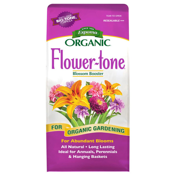 Espoma Organic Flower-tone 3-4-5 Natural & Organic Plant Food; 4 lb. Bag; Organic Fertilizer for Flowers, Annuals, Perennials & Hanging Baskets. Blossom Booster