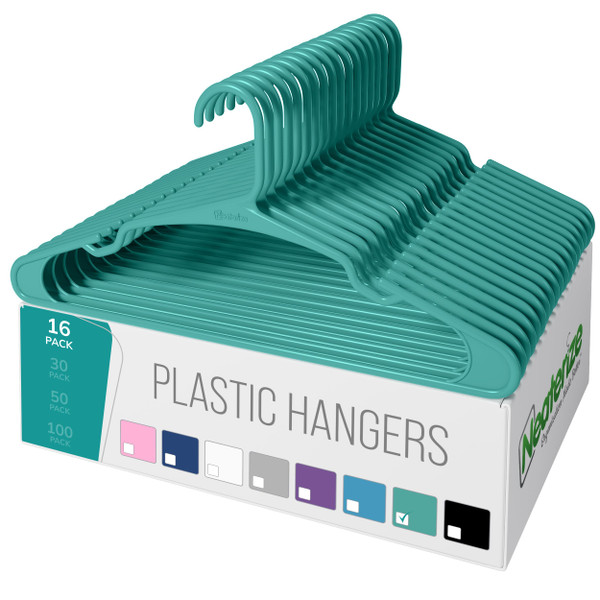 NEATERIZE Clothes Hangers 16 Pack Aqua - Plastic Hangers - Ganchos Colgar Ropa NEATERIZE Clothes Hangers 16 Pack Aqua - Plastic Hangers - Ganchos Colgar Ropa