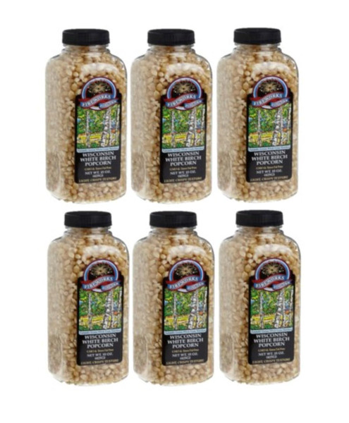 Fireworks Organic Popcorn Kernels - Wisconsin White Birch Gourmet Heirloom - 6 Bottles (15 oz Each) - For Popcorn Makers, Stovetop, or Air Popper - Non-GMO, Natural Snack