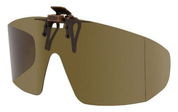Shade Control G-Clips Polarized Clip-on Flip-up Plastic Sunglasses - Wrap Style - Polarized Brown - 65mm Wide X 55mm High (140mm Wide)