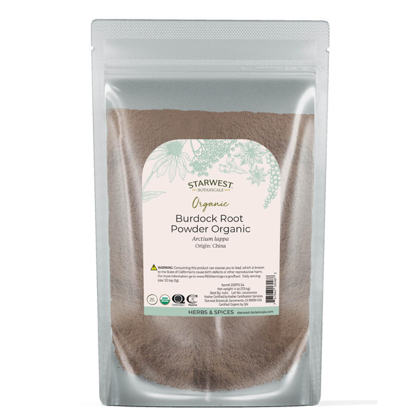 Starwest Botanicals Burdock Root Powder Organic - Natural Source of Antioxidants, Loose Herb for Tea, Rice, Soup, & Stews, Certified Kosher, Non-GMO - 4 oz Pouch