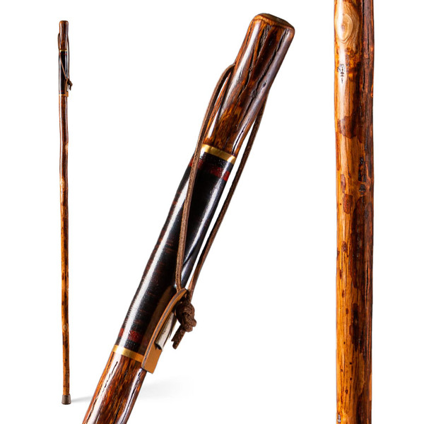 Brazos Rustic Wood Walking Stick, Hickory, Traditional Safari Style Handle, for Men & Women, Made in the USA, 55"