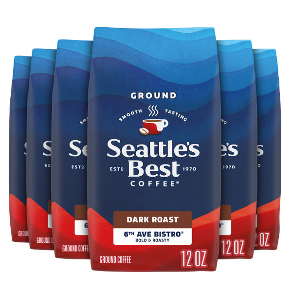 Seattle’s Best Coffee, Dark Roast Ground Coffee, 6th Ave Bistro, 100% Arabica, 6 Bags (12 oz Each)