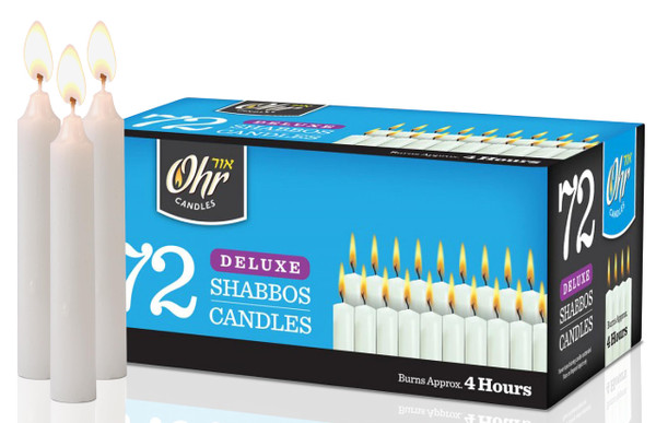 Ner Mitzvah Shabbat Candles - Traditional Shabbos Candles - 4 Hour - 72 Count - by Ohr