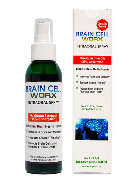 #1 Brain Health Booster in A Spray - Improve Focus and Memory - Brain Cell Worx (Sublingual), All Natural - Pure Highest Grade Ingredients Alpha GPC (Choline), Ginkgo and Resveratrol