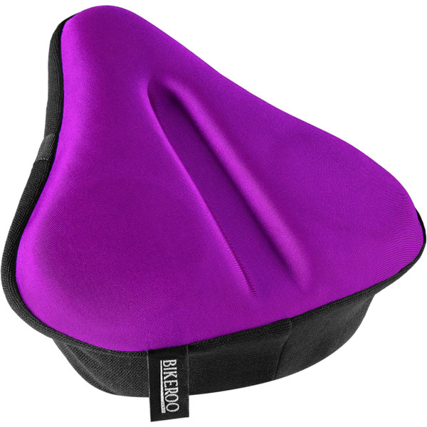 Bikeroo Comfort Bike Seat Cushion - Purple Wide Padded Gel Cover for Exercise, Mountain & Road Bikes, Universal Fit for Peloton & Stationary Bikes