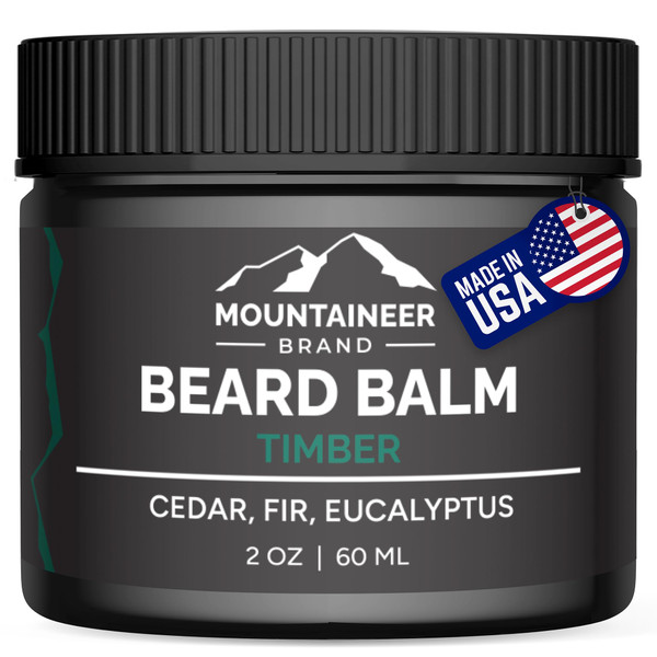 Mountaineer Brand Natural Beard Balm with Timber Scent | Scents Inspired by Nature | Beard Butter for Men | Leave in Condidtioner | Hydrates, Softens and Tames | Made in West Virginia | 2oz