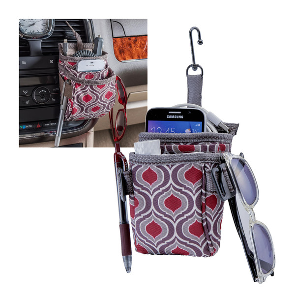 High Road DriverPockets Car Pouch - Car Vent Pocket and Vent Cell Phone Holder for Car - Front Seat Organizer with 3 Pockets, Hanging Hooks and Charging Port