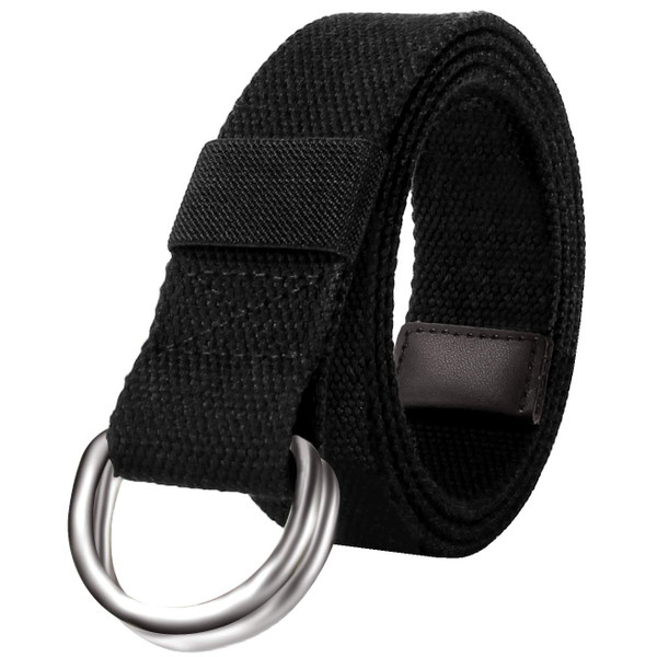 JINIU Canvas Fabric Web Football Belt for Men Sport Belts Fully Adjustable D-ring Solid Color 1.5" wide BLACK 55" long