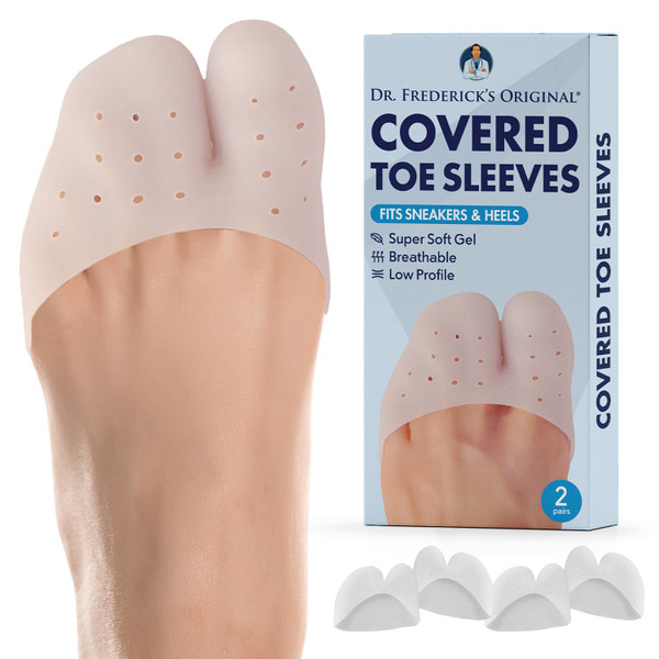 Dr. Frederick's Original All-Day Comfort Toe Sleeves - 4 ct - Gel Toe Caps with Metatarsal Pads for Pain Relief - Breathable Design for Men & Women