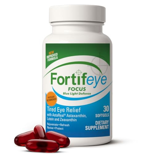 Fortifeye Focus Eye Care Supplement 30 Softgel Capsules - Triple Carotenoid Including Astaxanthin, Lutein, and Zeaxanthin Supplements, Eye Vitamins, Supports Eyes Fatigue and Blue Light Protection