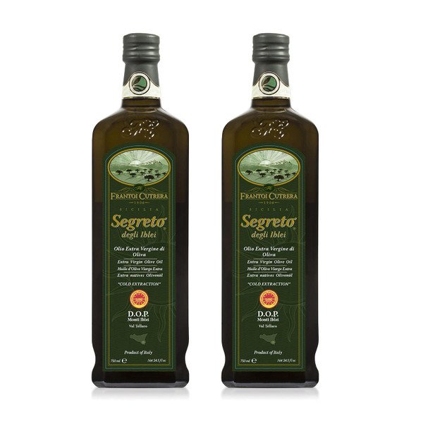Frantoi Cutrera - Segreto Degli Iblei - Extra Virgin Olive Oil - Sicilian D.O.P Certified Italian, Pure 2022/23 Early Harvest First Cold Pressed, High In Polyphenols, 24.5 Fl Oz (Pack of 2)