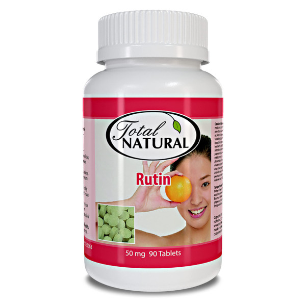 Total Natural Rutin 50mg 90 Tablets [1 Bottle], Help Absorb and Utilize Vitamin C, Improved Vascular Health, Vision Care