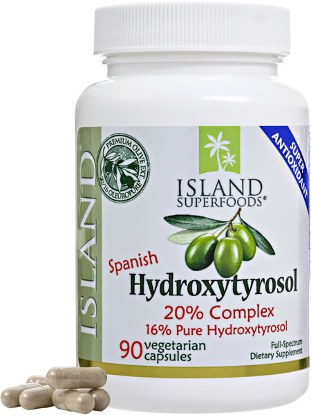 Island Nutrition, 20% Hydroxytyrosol Complex™ Olive Fruit Extract - Super Strength 100% Grown & Extracted in Spain. 90 Capsules, 100 mg, from The Maker of Real European Olive Leaf Extract