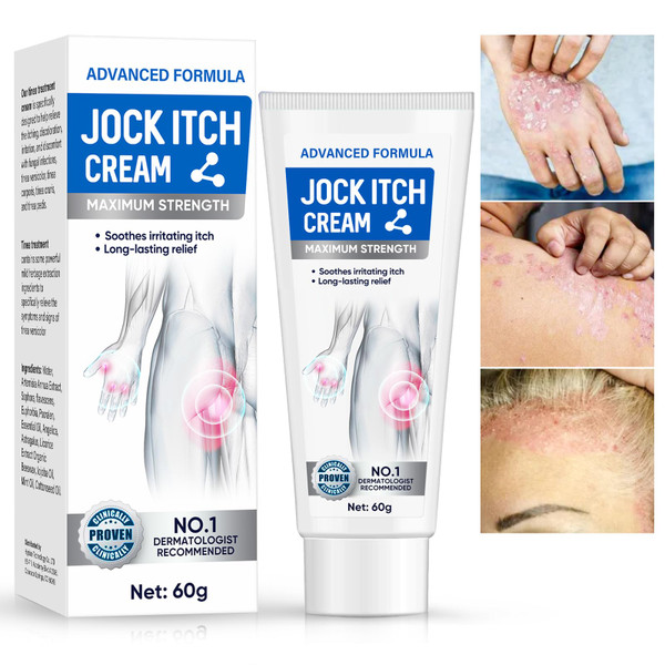 iTecFreely Jock Itch Cream, Powerful & Fast Jock Itch Cream, Jock Itch Care Extra Strength for Men & Women, Tinea Corporis, Itch Cream- 60g