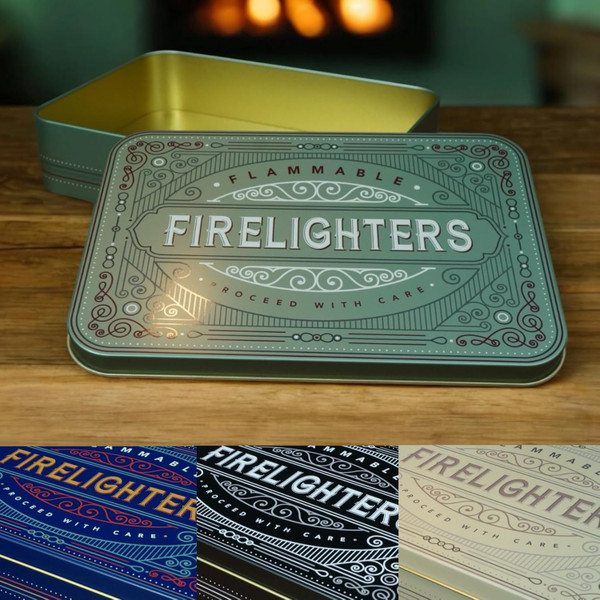 TINIT Firestarter Tin - Storage Accessory Metal Tin Natural Woodburner Fire Stove Fireplace Fireside Mens Gift Present BBQ (Sage)