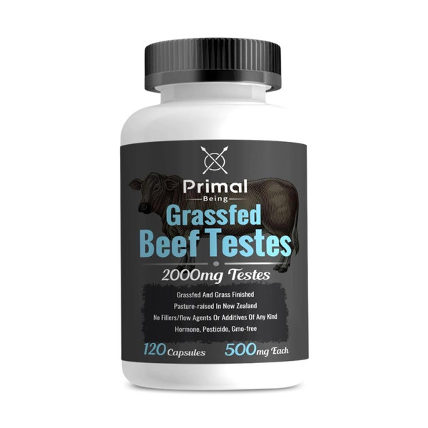 Primal Being Grassfed Beef Testes Capsules – Nutrient-Dense Beef Organ Supplement for Men, New Zealand Sourced, 120 Capsules