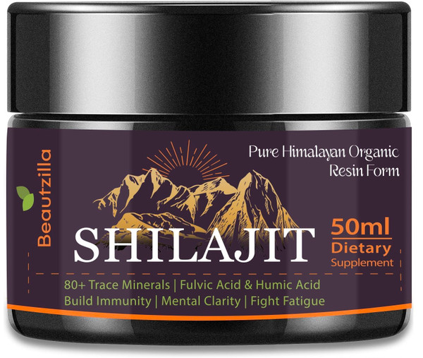Shilajit Pure Organic Himalayan Shilajit Resin:Gold Grade Pure Shilajit for Men and Women, Pure Natural Shilajit with 85+ Trace Minerals & Fulvic Acid for Energy, Immune Support, 50 Grams