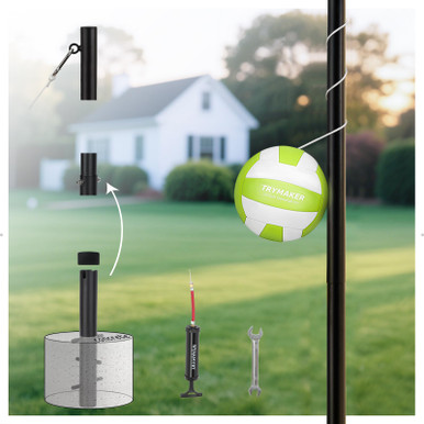 Tetherball Racket Trymaker Tetherball Set, Tether Balls and Rope Set with Pole 10.43ft ...