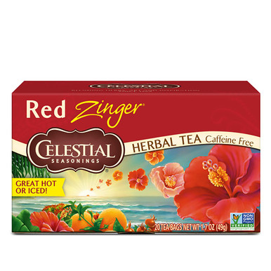Celestial Seasonings Hibiscus Tea, Red Zinger Herbal Tea, Caffeine Free ...