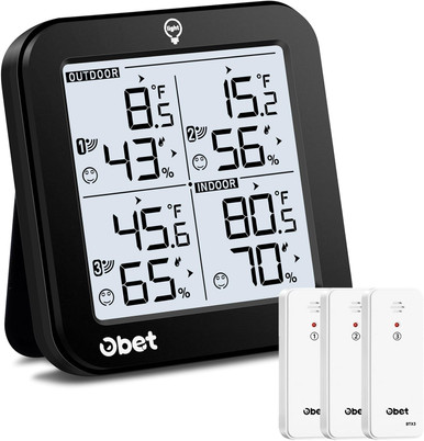 Machine Obet OBET Indoor Outdoor Thermometer Wireless with 3 Sensors Weather Station ...