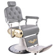SILLA BARBERO RECLINABLE OLD STYLE BARBER GRIS Y DORADA