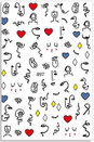 CALCOMANIA PARA DECORACION DE UÑAS CON CORAZONES Y CARAS