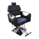 SILLA RECLINABLE DE BARBERO NEGRA CON POMPA CUADRADA