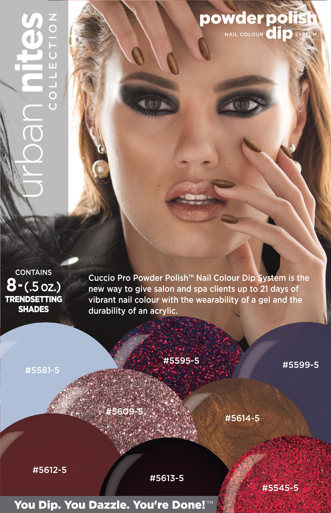 CUCCIO PRO URBAN NITES COLLECTION POWDER POLISH DIP TRENSETTING SHADES .5 OZ