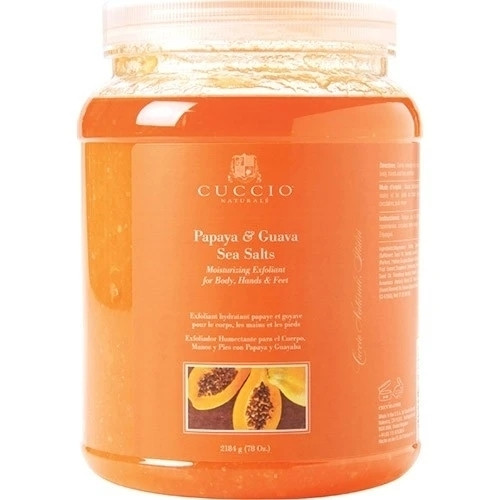 CUCCIO NATURALE PAPAYA & GUAVA SEA SALTS MOISTURIZING EXFOLLIANT FOR BODY, HANDS & FEET 78 OZ