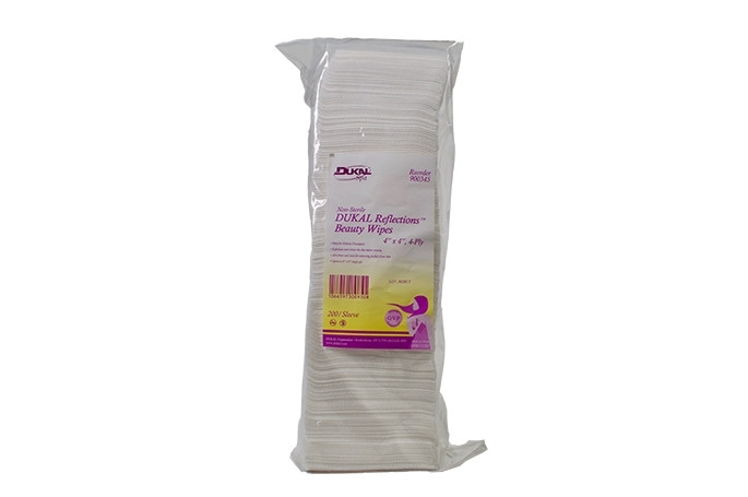 NON-STERILE DUKAL REFLECTIONS BEAUTY WIPES 4 INCH X 4 INCH 4-PLY