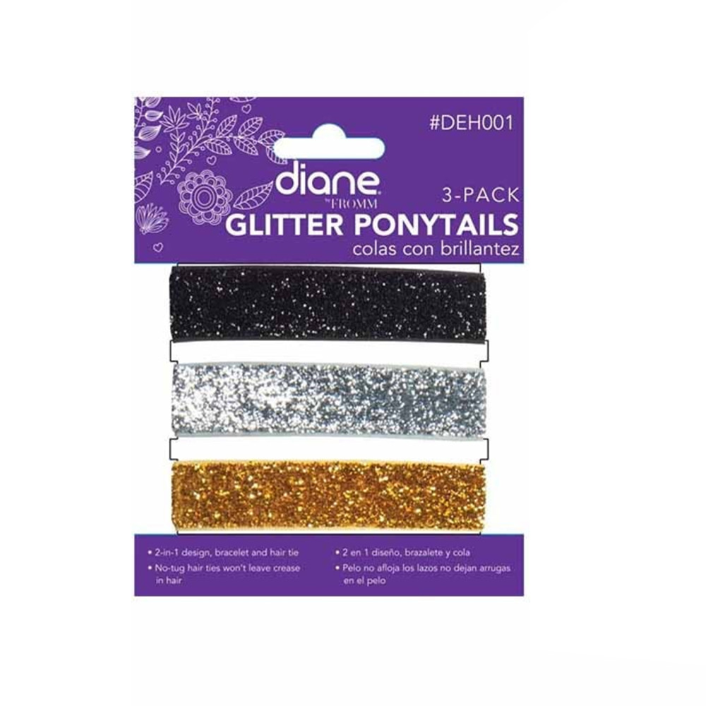 GLITTER PONYTAILS GOLD 3-PACK