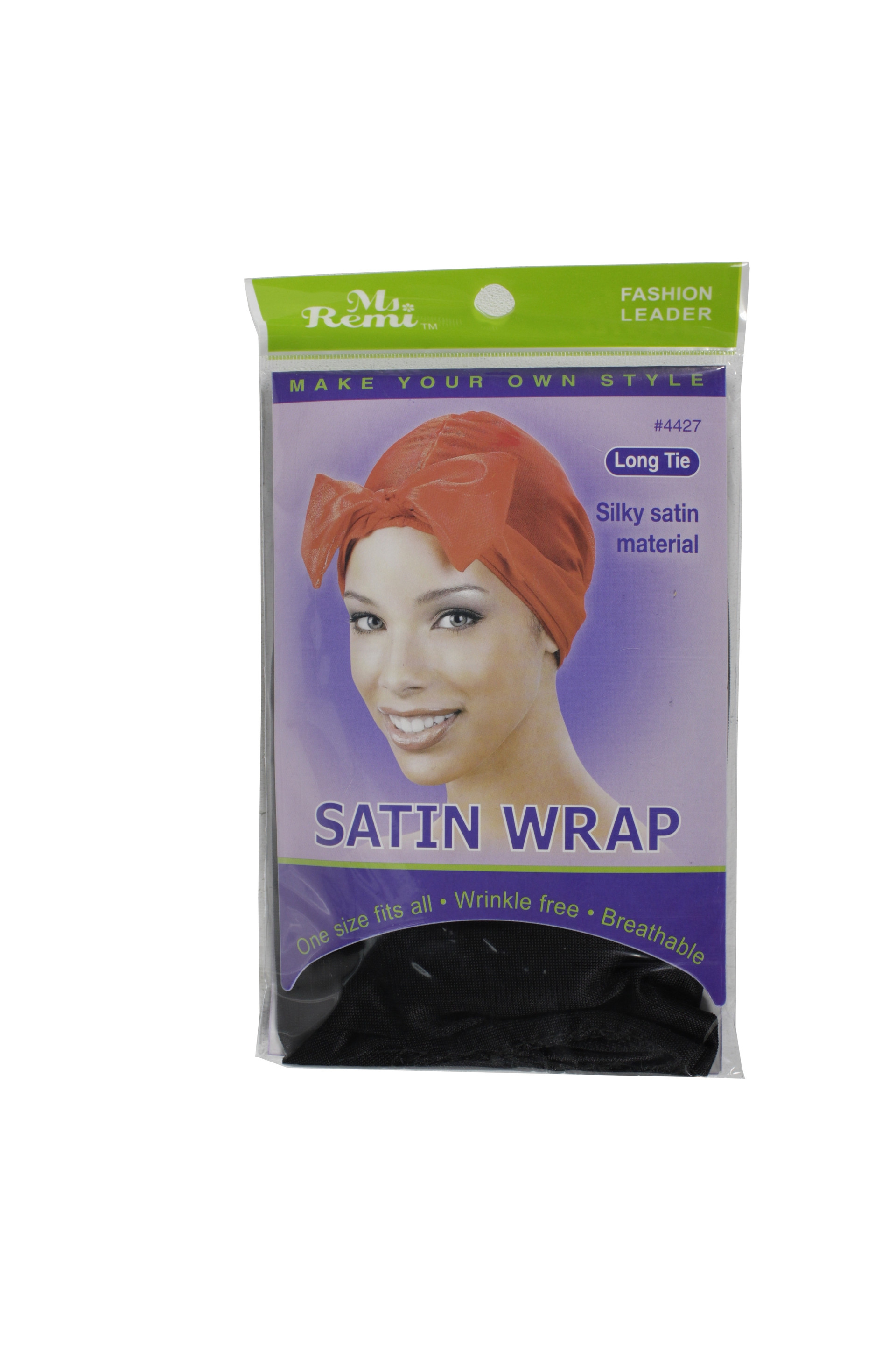 MS REMI FASHION LEADER SATIN WRAP LONG TIE NEGRO #4427