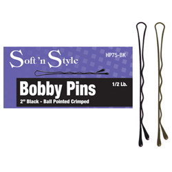 SOFT'N STYLE BOBBY PINS 2 INCH HP75-BK 1/2 LB