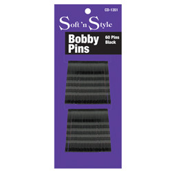 SOFT'N STYLE BOBBY PINS SMALL BLACK PK/60 CD-1351
