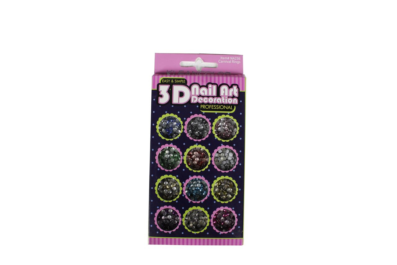 3D NAIL ART DECORATION CARNIVAL RINGS PK 12 1 OZ