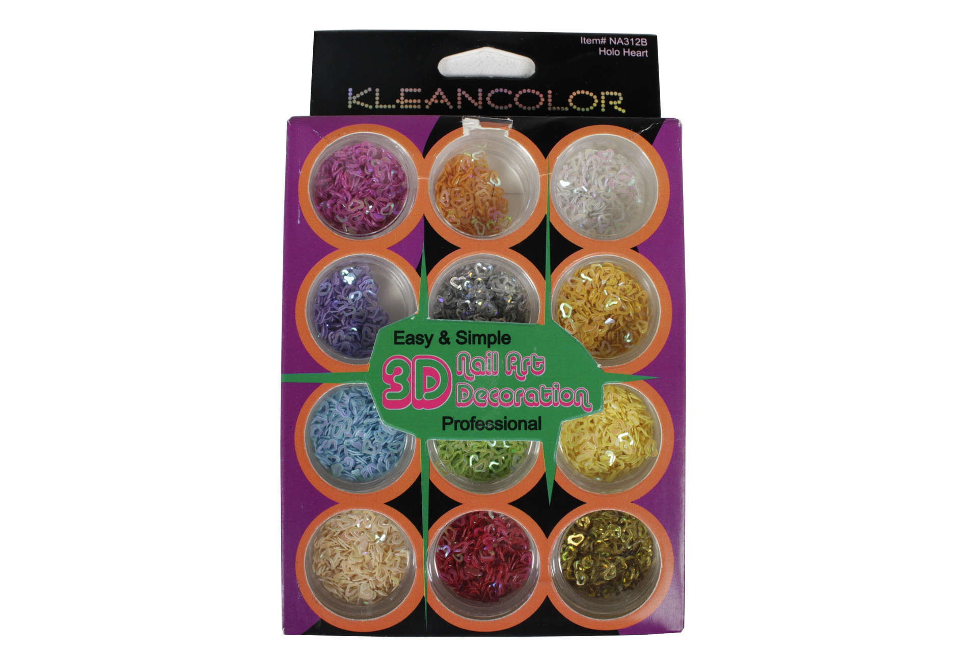 3D NAIL ART DECORATION HOLO HEART PK 12 3 OZ