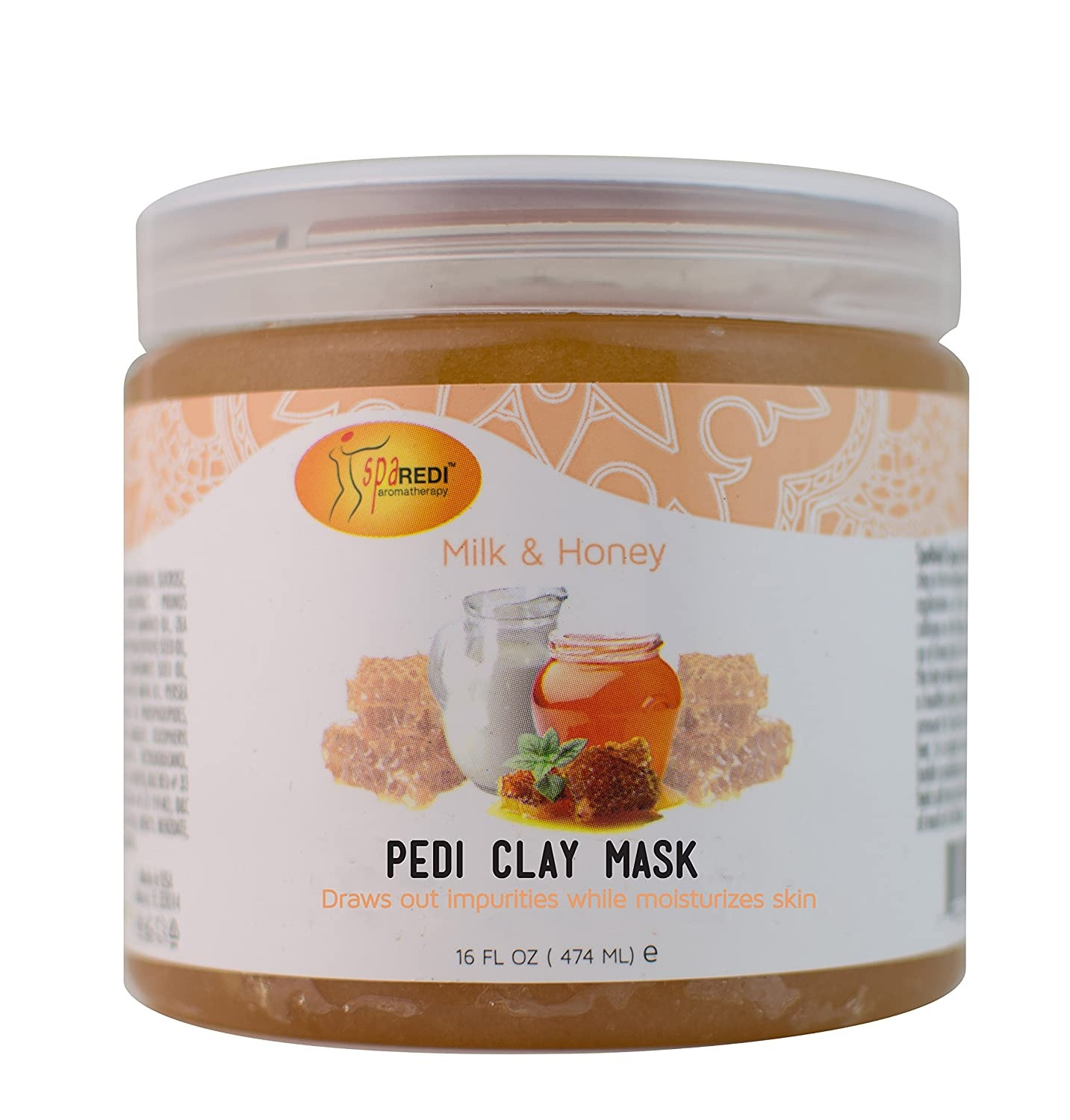 SPA REDI MILK & HONEY PEDI CLAY MASK DRAWS OUT IMPURITIES WHILE MOISTURIZES SKIN 16 OZ
